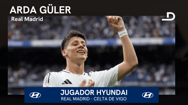 Arda Güler, Jugador Hyundai del Real Madrid-Celta de Vigo.