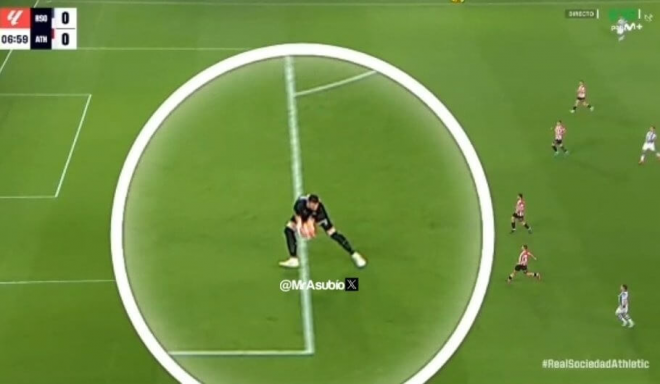 Repetición de las manos de Unai Simón. (Foto: Movistar Plus)