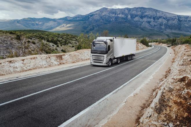 Uno de los camiones a gas de Volvo.