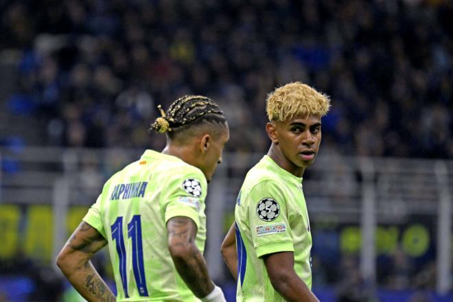 Lamine Yamal y Raphinha en la eliminación de Champions (Cordon Press)