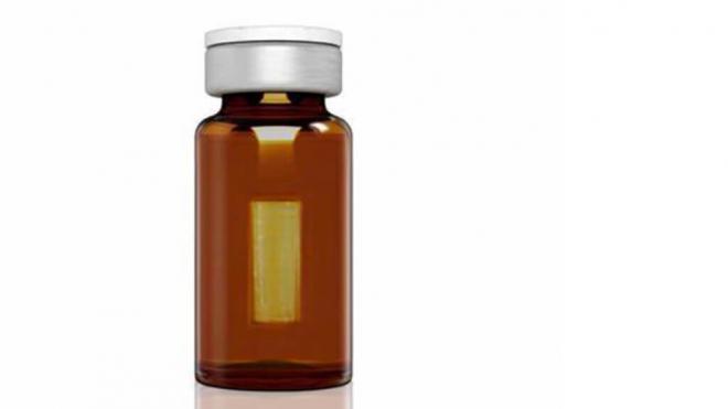 Ampolla de cristal que simula un producto cosmético (Foto: AEMPS)