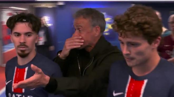 Luis Enrique dando indicaciones a Vithina y Joao Neves (Fuente: Movistar+)