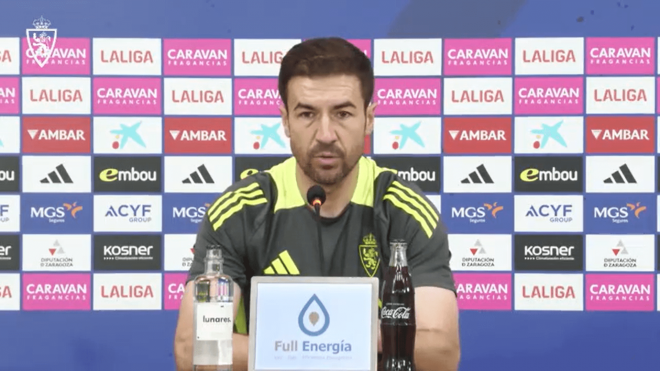 Gabi Fernández, en rueda de prensa del Real Zaragoza.