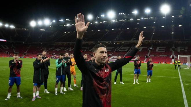 Despedida europea de Oscar de Marcos ante el Manchester en Old Trafford (Foto: Athletic Club).