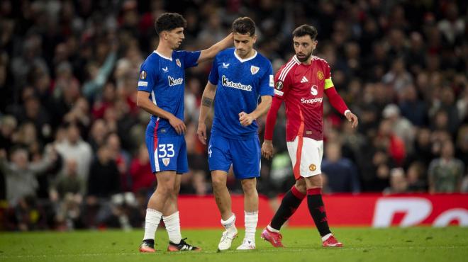 Lesión de Beñat Prados ante el Manchester United en Old Trafford (Foto: Athletic Club).
