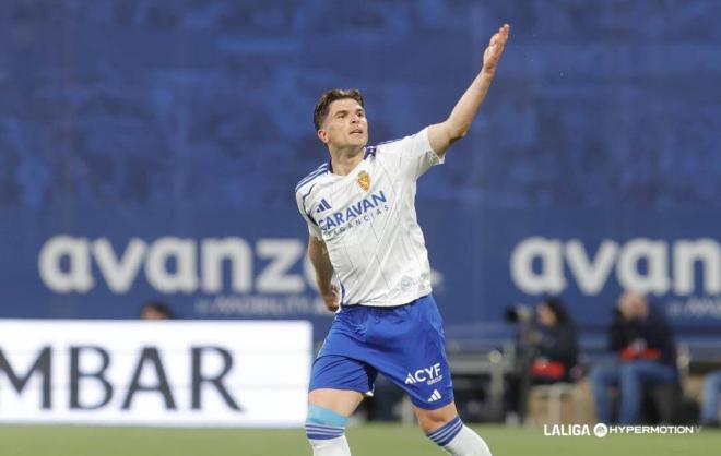 Raúl Guti celebra su gol en el Real Zaragoza-Cartagena (FOTO: LALIGA).