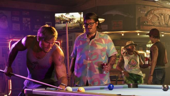 Jason y Cal Hampton en un billar de GTA 6.