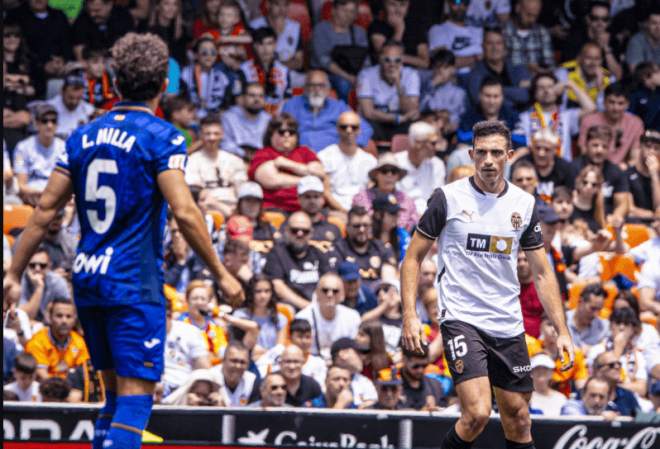 César Tárrega en el Valencia-Getafe de la temporada pasada (Foto: Valencia CF)