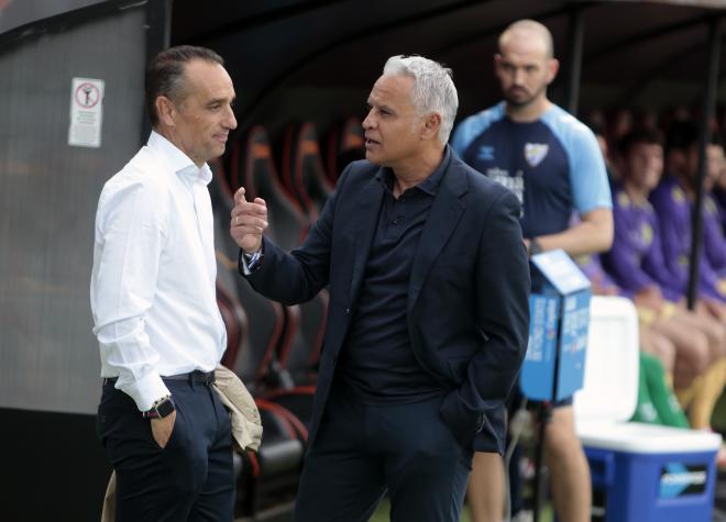 Sergio Pellicer y José Luis Oltra, en el Eldense-Málaga (Foto: LaLiga).