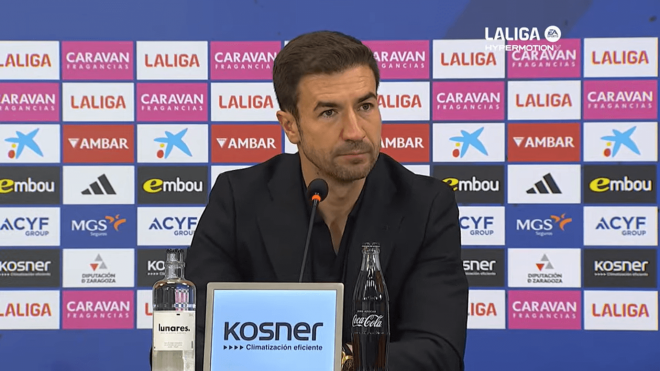 Gabi Fernández, en rueda de prensa del Real Zaragoza.