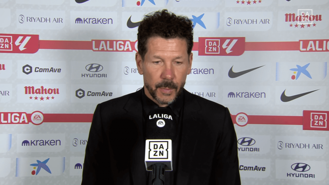 Diego Simeone, tras el triunfo del Atlético de Madrid sobre la Real Sociedad (captura: DAZN).