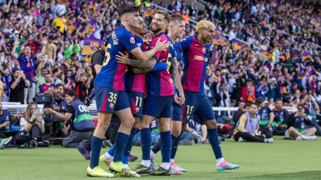 El Barcelona celebrando la victoria contra el Real Madrid (Redes Sociales)