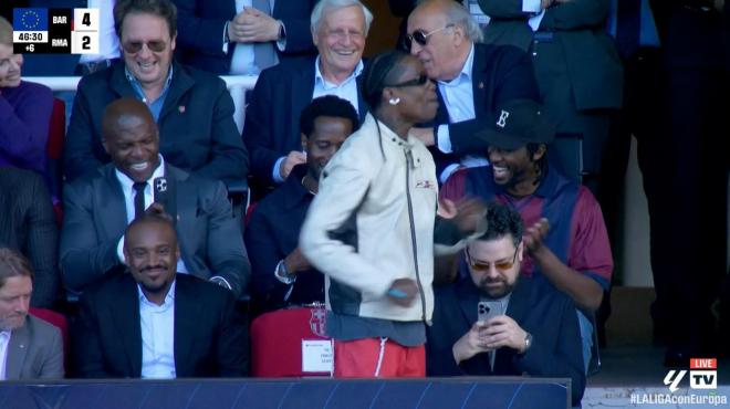 Travis Scott, durante el Barcelona-Real Madrid de Montjuïc.