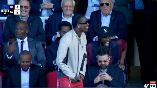 Travis Scott, durante el Barcelona-Real Madrid de Montjuïc.