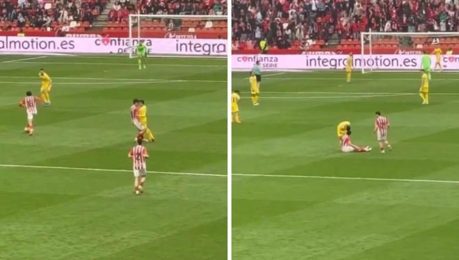 El pique entre Yeremay Hernández y Lander Olaetxea en el Sporting-Deportivo.