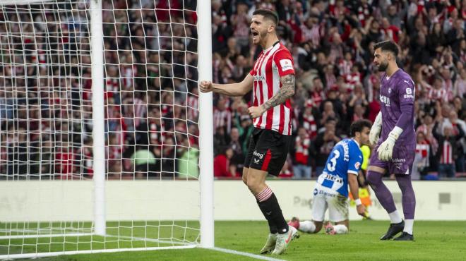 Gol de Oihan Sancet en el último derbi de LALIGA ante el Deportivo Alavés en San Mamés (Foto: Athletic Club).