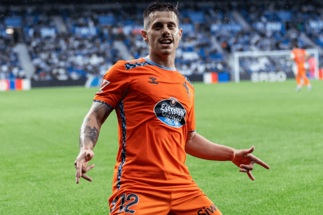 Alfon celebra su gol ante la Real Sociedad (Foto: RC Celta).