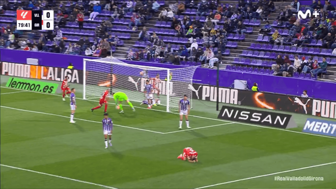Reacción de David López en el gol de Stuani.