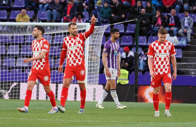 Stuani celebra su gol en el Real Valladolid-Girona (FOTO: EFE).