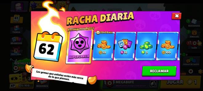 El segundo ciclo de racha diaria de recompensas en Brawl Stars