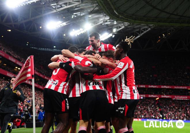 El Athletic Club celebra un gol en San Mamés (Foto: LALIGA).