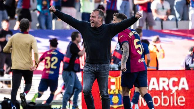 Hansi Flick celebrando el Clásico (Fuente: Cordon Press)