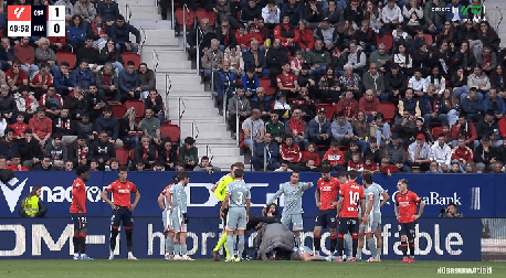 El susto con Pablo Barrios en El Sadar (Movistar+)