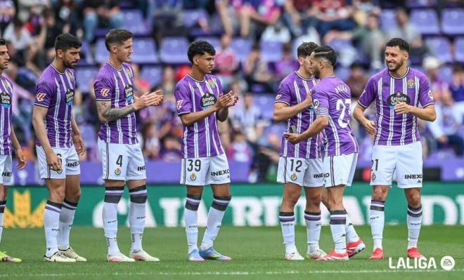 Jugadores del Real Valladolid antes del partido.