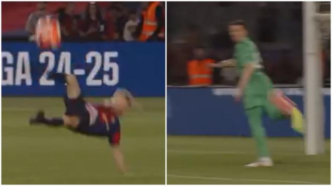 Wojciech Szczesny no permite a su hijo marcar la chilena (foto: FCB).
