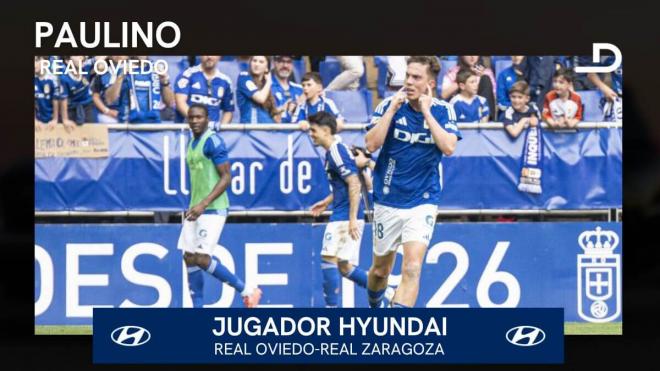 Paulino, Jugador Hyundai del Real Oviedo - Real Zaragoza.