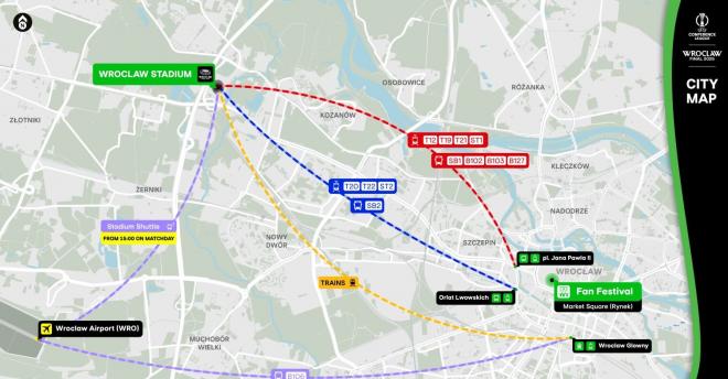 Mapa de la ciudad y los puntos de interés de Wroclaw.