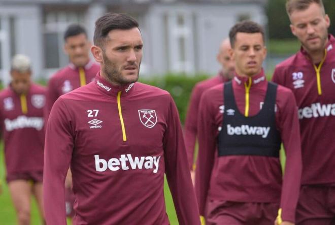 Lucas Pérez, en un entrenamiento con el West Ham (Foto: WHUFC).