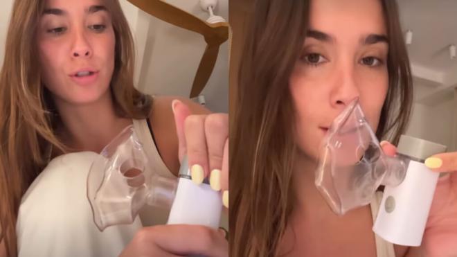 María Pombo muestra el nebulizador que utiliza con sus hijos (Foto: @mariapombo)