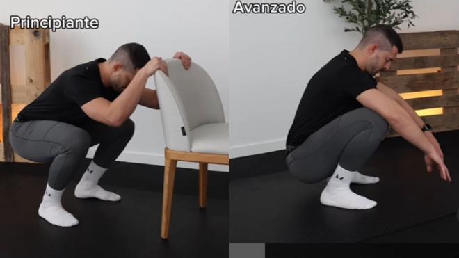 Sergio Peinado ejecutando el último ejercicio de su rutina de movilidad (@sergiopeinadotrainer)