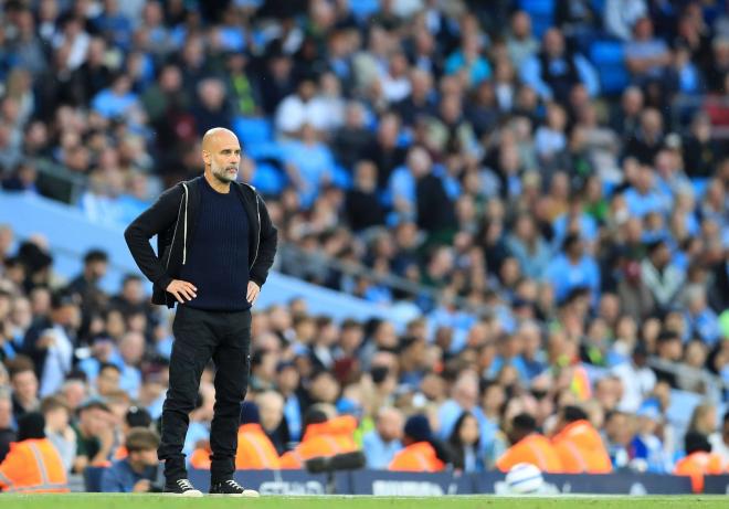Pep Guardiola, en un partido del Manchester City (Foto: Cordon Press).