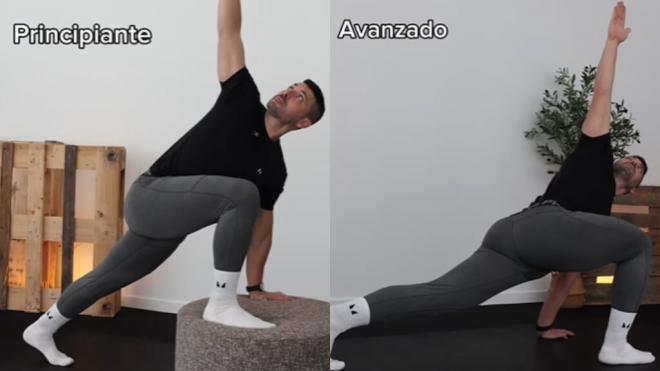 Sergio Peinado ejecutando el primer ejercicio de su rutina de movilidad (@sergiopeinadotrainer)