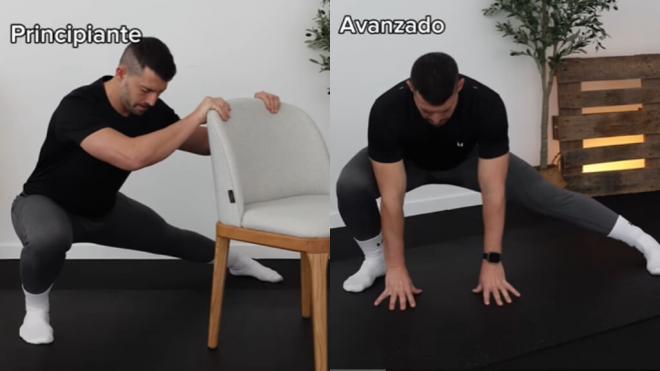 Sergio Peinado ejecutando el quinto ejercicio de su rutina de movilidad (@sergiopeinadotrainer)