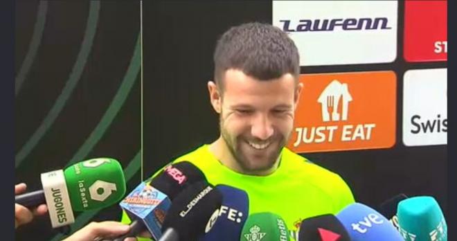 Aitor Ruibal, en la zona mixta.