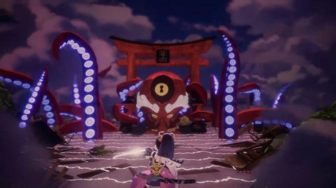 La batalla con el pulpo es una de las iniciales en el viaje de Yasha: Legends of the Demon Blade.