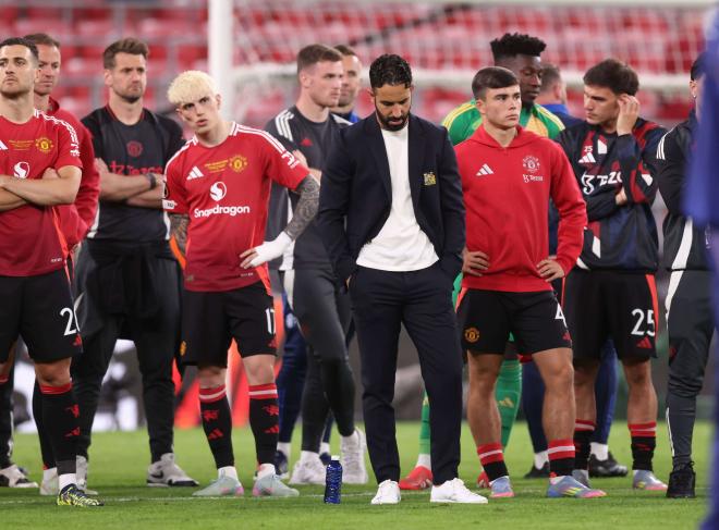 Alejandro Garnacho y Rúben Amorim, en la final de la Europa League (Foto: Cordon Press).