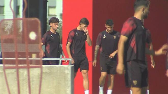 Kike Salas, en el entrenamiento de este jueves.
