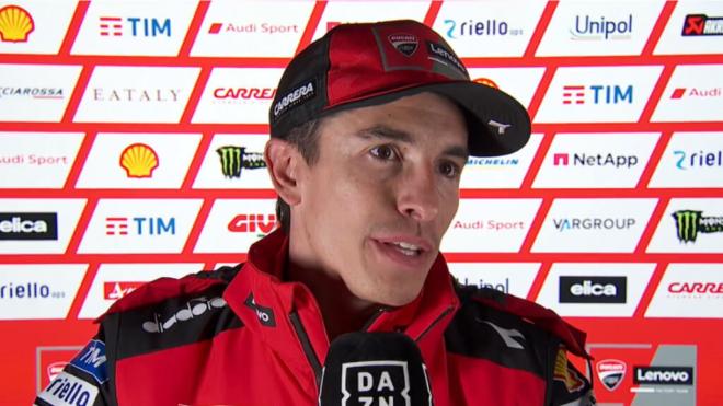 Marc Márquez habló de su caída en Silverstone (captura: DAZN).
