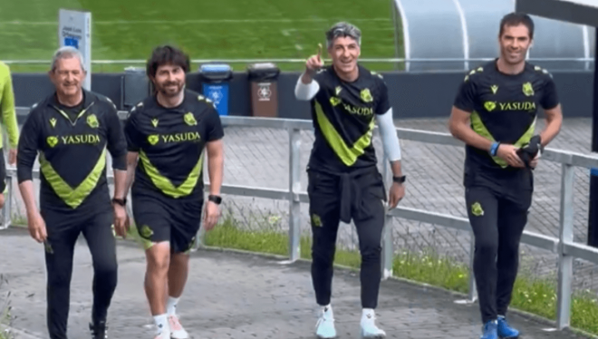 Imanol Alguacil, en su último entrenamiento en la Real Sociedad.