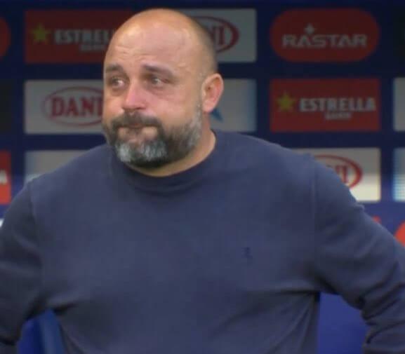 Manolo González rompe a llorar tras el 2-0 (Redes sociales)