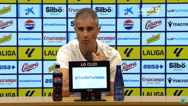 Gaizka Garitano, en rueda de prensa tras el Cádiz-Huesca.