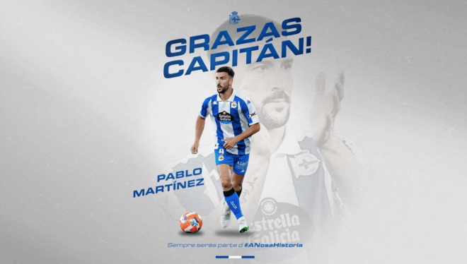 Pablo Martínez anuncia su salida del Dépor (Foto: Deportivo).