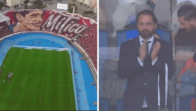 El homenaje a Bono con Víctor Orta al frente del Sevilla.
