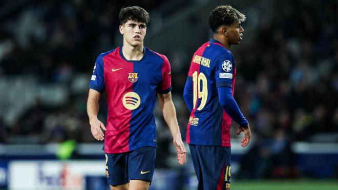 Pau Cubarsí, junto a Lamine Yamal en un partido del Barcelona (foto: Cordon Press).