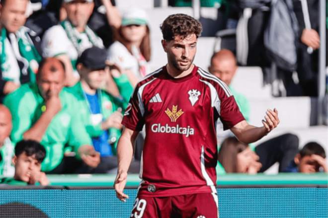 Javi Rueda durante su cesión en el Albacete (Foto: Instagram).