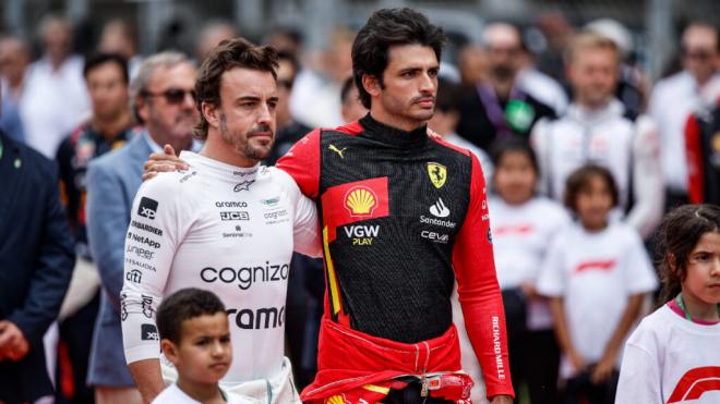 Fernando Alonso y Carlos Sainz, durante el GP de España de 2024 (Foto: F1).